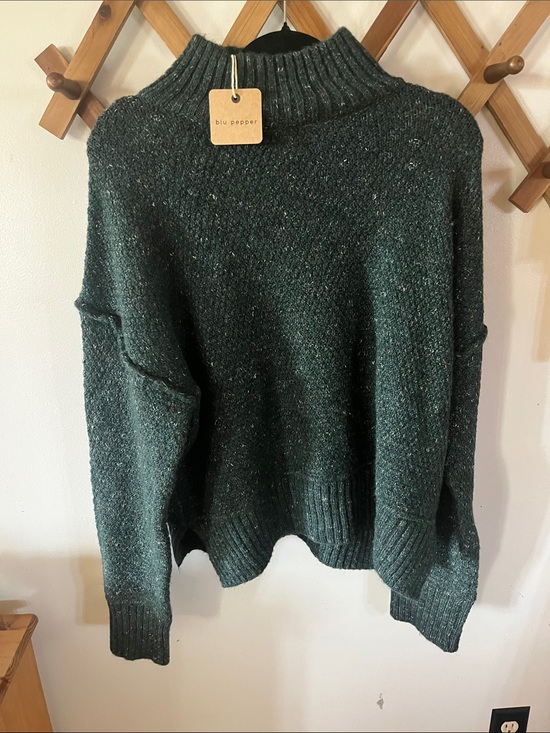 Blu Pepper Sweaters - Blu Pepper Dark Green Speckled Turtleneck Sweater
